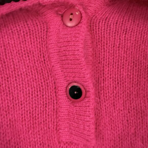 Express Tricot Vtg Knit Polo Sweater Lambswool Angora Rabbit Hair Pink Womens M - Picture 5 of 11